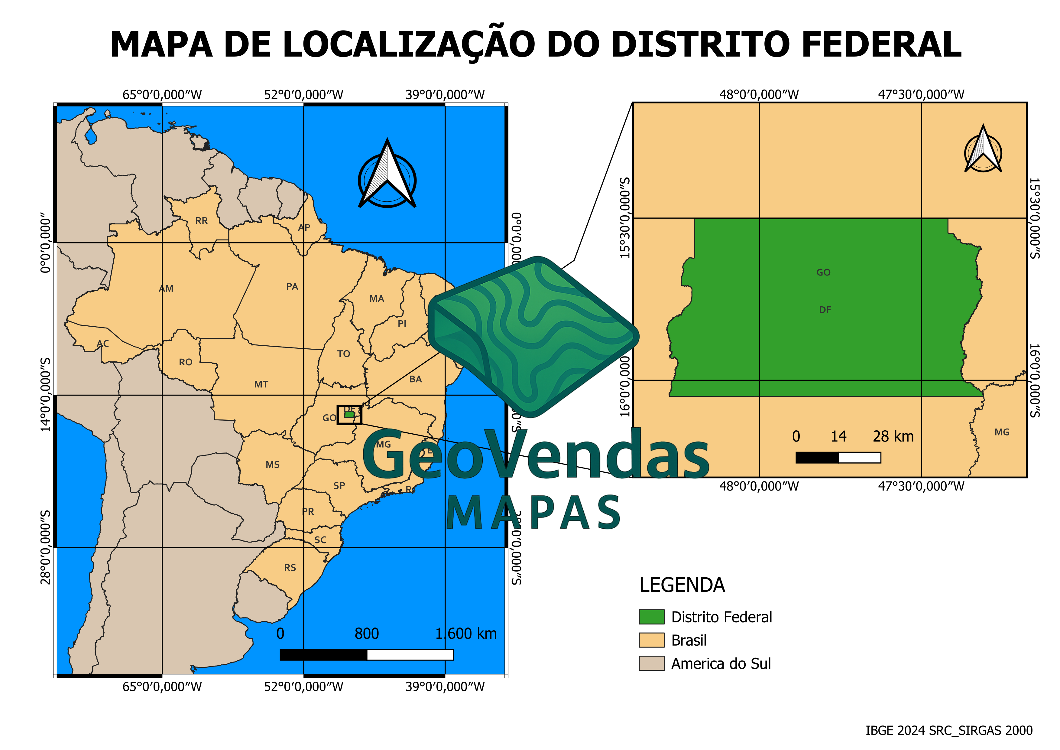 Mapa de localização do Distrito Federal